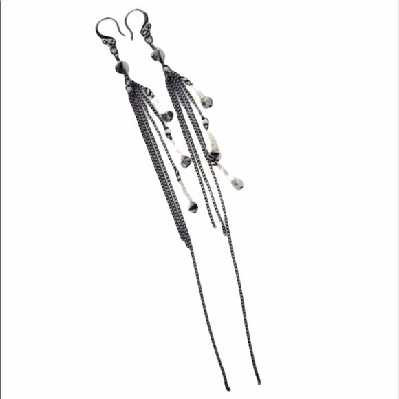 𝅺Hand crafted moonstone pyramid spike long earrings new without tags - Picture 1 of 6
